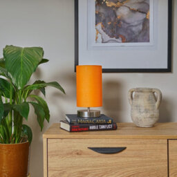 Valuelights Francis Pair Of Brushed Chrome Touch Table Lamps With Orange Shade - thumbnail 4