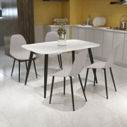 Core Products Aspen White 120Cm Rectangular Dining Table With 4 Calico Plastic Curve Design Chairs - thumbnail 1