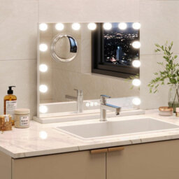 Vanity Makeup Mirror 15 Bulbs 3 Color Modes Wall Or Tabletop 24X22In - thumbnail 1