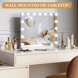 Vanity Makeup Mirror 15 Bulbs 3 Color Modes Wall Or Tabletop 24X22In - thumbnail 3