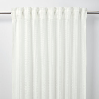 GoodHome Fola White Horizontal Stripe Net Pencil Pleat Voile Curtain (W)140Cm (L)260Cm, Single - image 1
