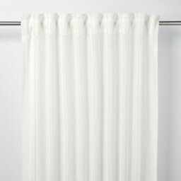 GoodHome Fola White Horizontal Stripe Net Pencil Pleat Voile Curtain (W)140Cm (L)260Cm, Single