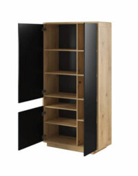 Arte Sleek Aston 13 Tall Cabinet 92Cm - Black Matt & Oak Torus: Sophisticated Storage For Modern Interiors - thumbnail 2