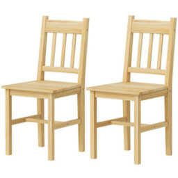 Dining Chairs Set Of 2, Pine Wood Frame, Slat Back, Kitchen, Natural - thumbnail 4