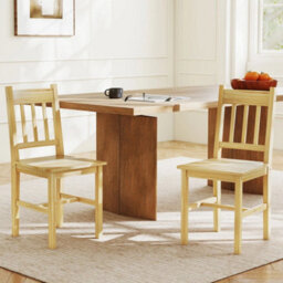 Dining Chairs Set Of 2, Pine Wood Frame, Slat Back, Kitchen, Natural - thumbnail 5