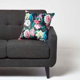 Homescapes Floral Garden Parrot Filled Velvet Cushion 46 X 46 Cm - thumbnail 2