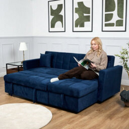 Bravich Milo Corner Sofa Bed With Storage - Velvet Sofa Bed & Pull Out Bed - thumbnail 3
