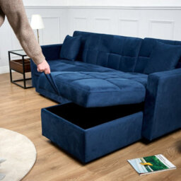 Bravich Milo Corner Sofa Bed With Storage - Velvet Sofa Bed & Pull Out Bed - thumbnail 4