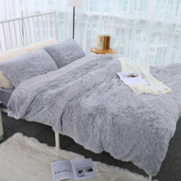 Living And Home Grey Coral Fleece Warm Plush Soft Fluffy Shaggy Bedding Sheet Throw Blanket 130X160 Cm
