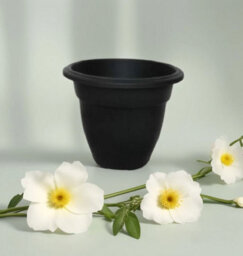 Whitefurze 6 Black Round Bell Plant Pots 30Cm Plastic Bell Planter Patio Pot - thumbnail 4