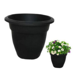 Whitefurze 6 Black Round Bell Plant Pots 30Cm Plastic Bell Planter Patio Pot - thumbnail 3