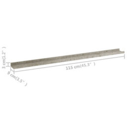 Vidaxl Wall Shelves 4 Pcs Concrete Grey 115X9X3 Cm - thumbnail 8