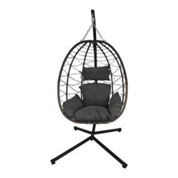 Birchtree Single Hanging Egg Chair W/ Stand Garden Swing Hammock Chair Patio Pe Rattan - thumbnail 6