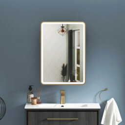 Royal Bathrooms Avenza 500 X 700mm Brushed Brass Frontlit Led Cabinet Illuminated Bathroom Mirror With Demister Pad & Touch Sensor - thumbnail 1