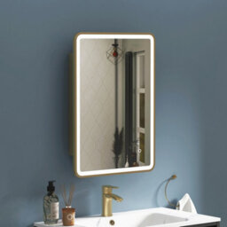Royal Bathrooms Avenza 500 X 700mm Brushed Brass Frontlit Led Cabinet Illuminated Bathroom Mirror With Demister Pad & Touch Sensor - thumbnail 4