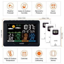 Youshiko Yc9443 With 3 Outdoor Wireless Sensors Weather Station, Radio Controlled  (Official Uk Version) - thumbnail 2