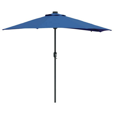 Berkfield Modern Garden Parasol With Led Strip Lights Blue Fabric - image 1