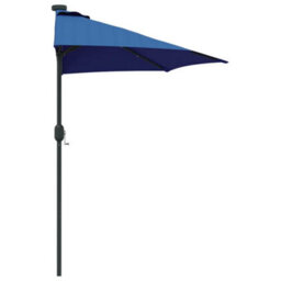 Berkfield Modern Garden Parasol With Led Strip Lights Blue Fabric - thumbnail 6