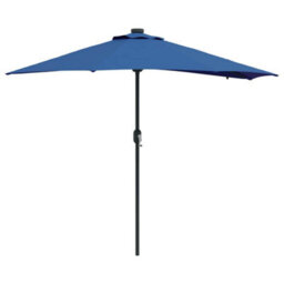 Berkfield Modern Garden Parasol With Led Strip Lights Blue Fabric - thumbnail 1