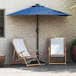 Berkfield Modern Garden Parasol With Led Strip Lights Blue Fabric - thumbnail 2