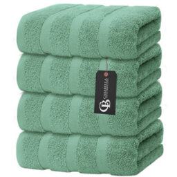 Casabella Premium Quality 4 Seafoam Hand Towels 100% Combed Cotton 650 Gsm Quick Dry Hand Towels Set 50X90 Cm - thumbnail 1