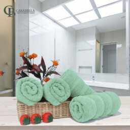 Casabella Premium Quality 4 Seafoam Hand Towels 100% Combed Cotton 650 Gsm Quick Dry Hand Towels Set 50X90 Cm - thumbnail 3