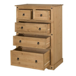 Mercers Furniture Corona 2+3 Large Chest Of 5 Drawers Solid Wood Pine Wooden With Mexican Styling - thumbnail 2