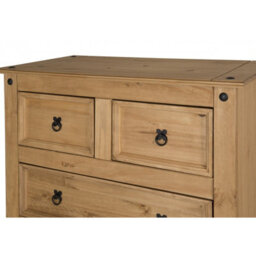 Mercers Furniture Corona 2+3 Large Chest Of 5 Drawers Solid Wood Pine Wooden With Mexican Styling - thumbnail 3