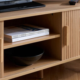 Birlea Axel Fluted Small Tv Unit Oak Cabinet - thumbnail 2