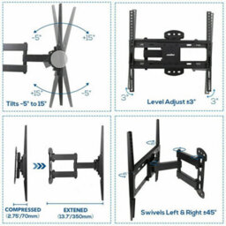 Multi Angle Corner Tv Wall Mount Bracket Swivel Long Reach 32 42 46 50 55 Inch - thumbnail 3