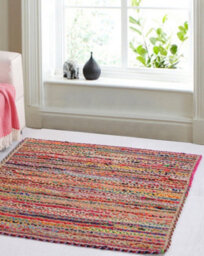 Second Nature Online Mishran Square Jute Area Rug Hand Woven With Recycled Fabric 180 Cm X 180 Cm - thumbnail 9