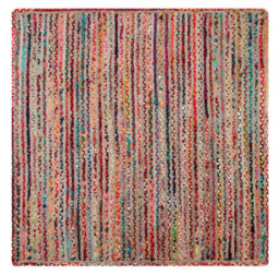 Second Nature Online Mishran Square Jute Area Rug Hand Woven With Recycled Fabric 180 Cm X 180 Cm - thumbnail 2
