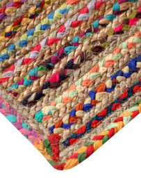 Second Nature Online Mishran Square Jute Area Rug Hand Woven With Recycled Fabric 180 Cm X 180 Cm - thumbnail 4