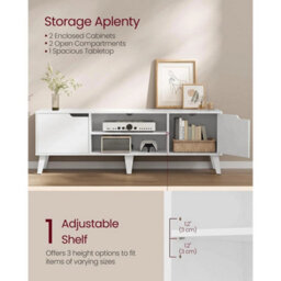 Contemporary Tv Unit With Tapered Legs And Adjustable Shelves - thumbnail 3