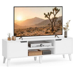 Contemporary Tv Unit With Tapered Legs And Adjustable Shelves - thumbnail 1