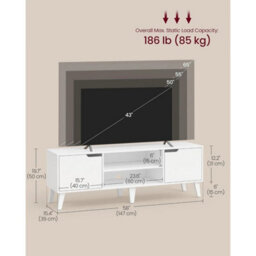 Contemporary Tv Unit With Tapered Legs And Adjustable Shelves - thumbnail 2