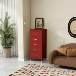 Palazzi 5 Drawer Narrow Chest Of Drawers Red