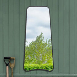 Mirroroutlet The Coartans New Black Metal Isoscelles Trapezoid Shape Framed Garden Wall Mirror 122Cm X 58Cm - thumbnail 1