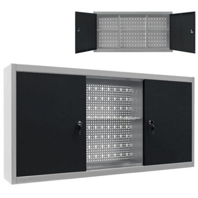 Walplus Wall Mounted Tool Cabinet Industrial Style Metal Grey And Black - image 1