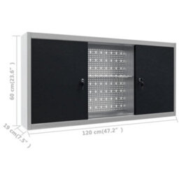 Walplus Wall Mounted Tool Cabinet Industrial Style Metal Grey And Black - thumbnail 9