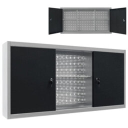 Walplus Wall Mounted Tool Cabinet Industrial Style Metal Grey And Black - thumbnail 1