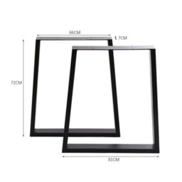 Darphe Black Trapezoidal Metal Furniture Legs For Tables And Home Diy Projects, 2 Pieces, 81Cm Width X 71Cm Height - thumbnail 2