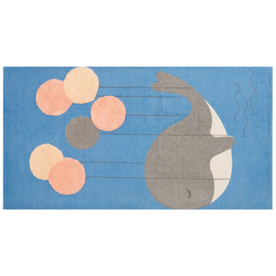 Beliani Kids Rug Balabang Blue 80 X 150 Cm Cotton - image 1
