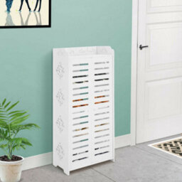 5 Tier Shoes Storage Cabinet White Door Organiser Shelf Rack