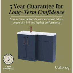 Balterley Left-Hand Bathroom Vanity And Wc Unit Combination With Basin - 1100mm - Satin Dark Blue With Brushed Bronze Handles - thumbnail 6