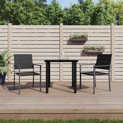Berkfield 3 Piece Garden Dining Set Poly Rattan And Steel - image 1