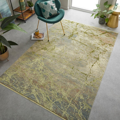 Mustard Abstract Kilim Modern Abstract Rug Easy To Clean Living Room And Bedroom-200Cm X 290Cm