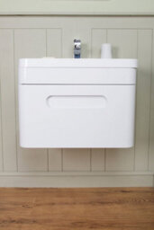 Rinse Bathrooms 600mm Wall Hung Basin Vanity Unit Gloss White Single Soft Close Drawer 1 Tap Hole Sink Bathroom Toilet Furniture - thumbnail 1
