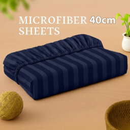 Oxford Homeware Navy Satin Stripe Fitted Sheet 40Cm Extra Deep Pocket Soft Easy Care Bedding Sheet (W)180Cmx(L)200Cm (Super King) - thumbnail 9