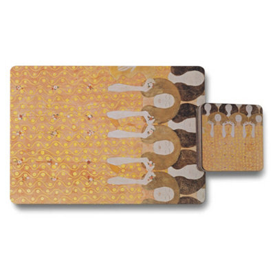 Benjamin Tate Design Artisan Golden Waves Placemat And Coaster Set With Wood Backing Limited Edition Exclusive - image 1